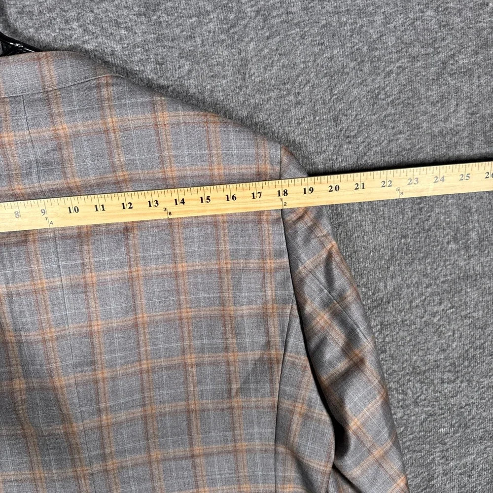 J Hilburn Sport Coat Mens 42S Windowpane Plaid Reda Italian Wool Unstructured
